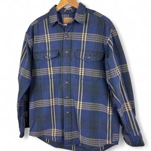 Blue and Green Plaid Button-Up Shirt